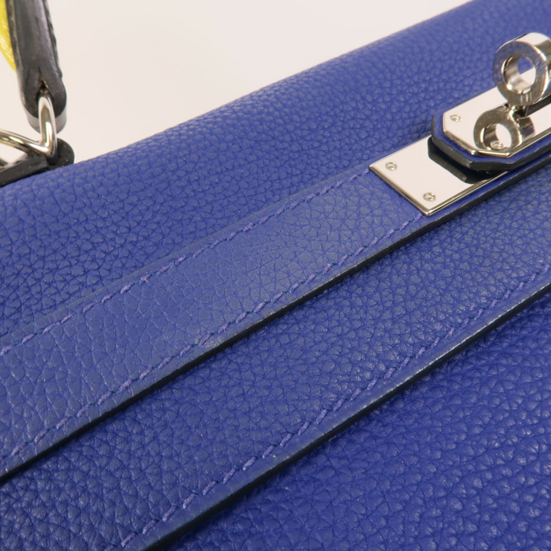 HERMES Togo皮革Kelly 32手挽肩背兩用袋Blue Electrique-18