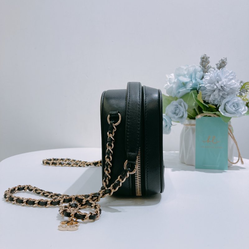 TW4831 Chanel 香奈兒 相機包 鏈條帶cc logo 掛件 羊皮 黑金Camera Bag Lambskin Black x GHW-2