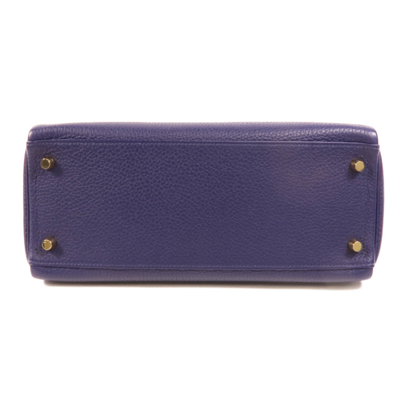 HERMES Togo皮革Kelly 28手挽肩背兩用袋Bleu Encre-3
