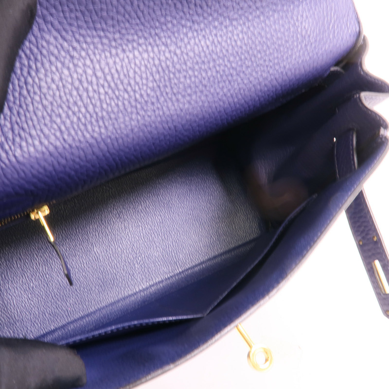 HERMES Togo皮革Kelly 28手挽肩背兩用袋Bleu Encre-4
