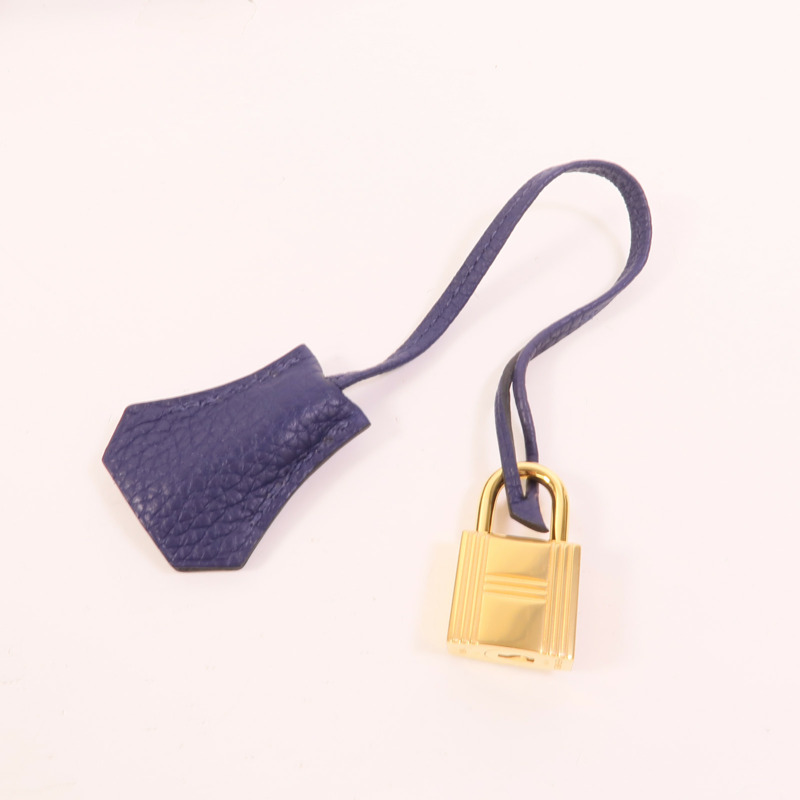 HERMES Togo皮革Kelly 28手挽肩背兩用袋Bleu Encre-6