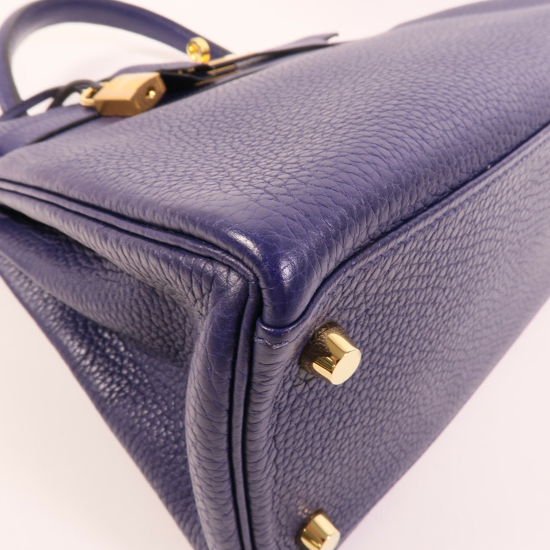 HERMES Togo皮革Kelly 28手挽肩背兩用袋Bleu Encre-12