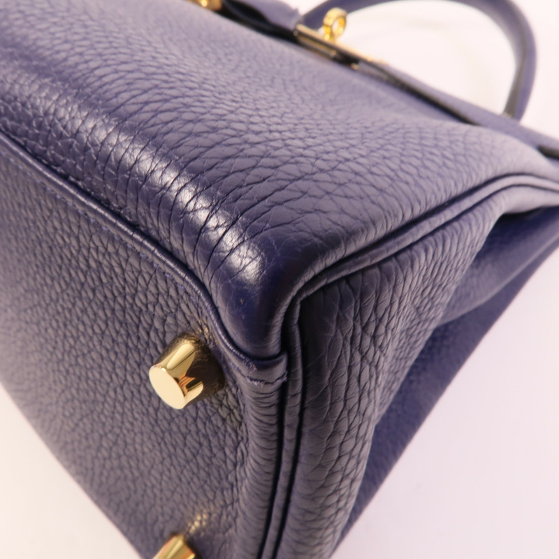 HERMES Togo皮革Kelly 28手挽肩背兩用袋Bleu Encre-13