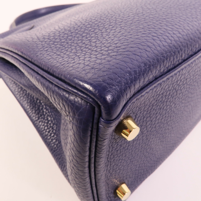 HERMES Togo皮革Kelly 28手挽肩背兩用袋Bleu Encre-14