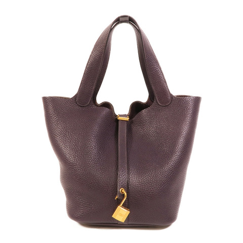 HERMES Clemence皮革Picotin MM手挽袋Raisin