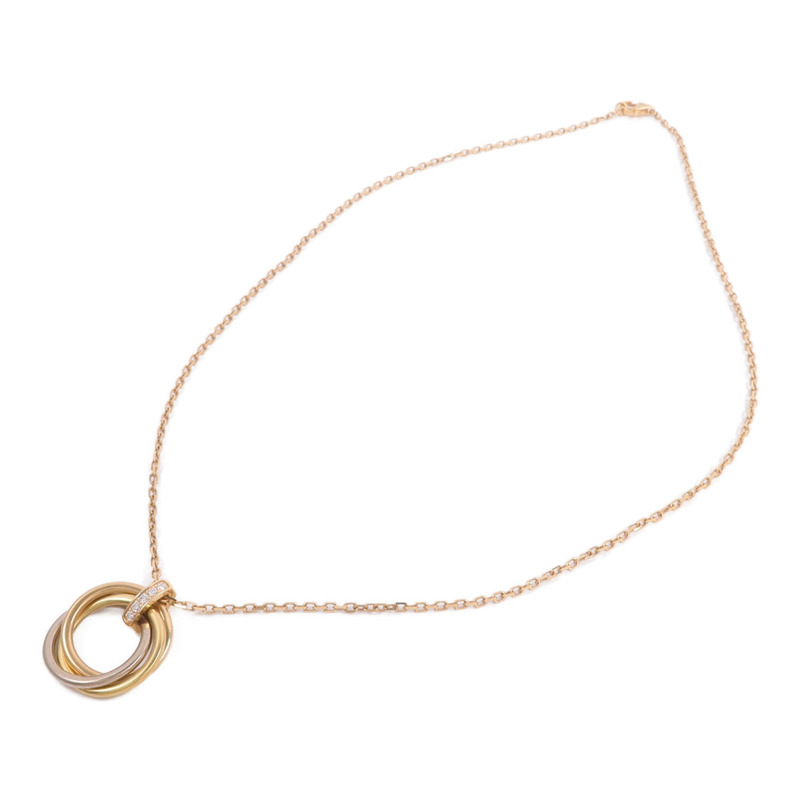 CARTIER 18K黃金/白金/玫瑰金Trinity Diamond Necklace鑽石項鍊-3