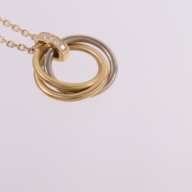 CARTIER 18K黃金/白金/玫瑰金Trinity Diamond Necklace鑽石項鍊-8