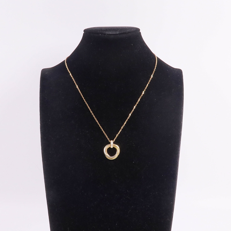 CARTIER 18K黃金/白金/玫瑰金Trinity Diamond Necklace鑽石項鍊-9