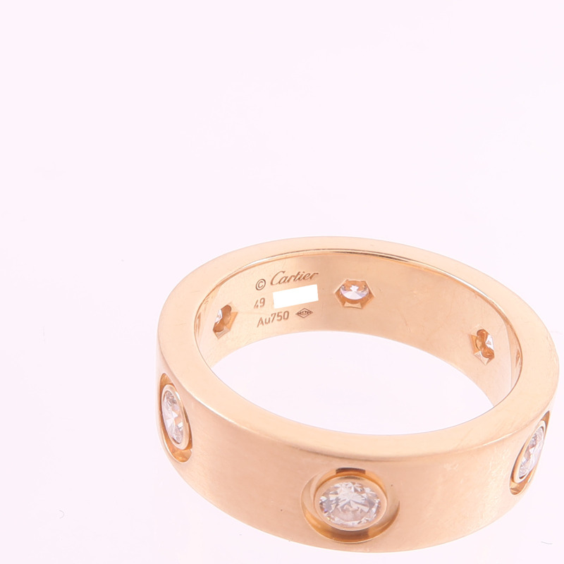 CARTIER 18K玫瑰金Love Ring 6 Diamonds鑽石戒指-4