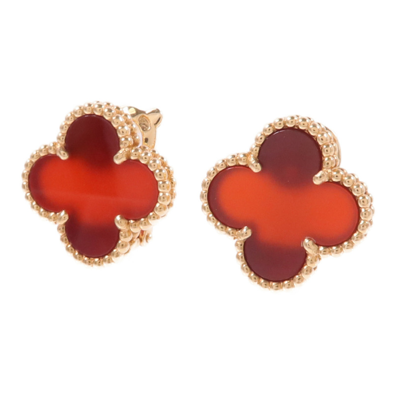 Van Cleef & Arpels 18K黃金Vintage Alhambra Earrings紅玉髓耳環-1