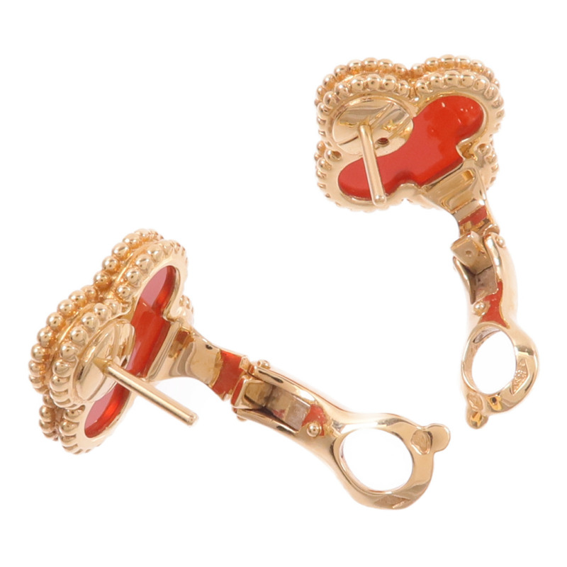 Van Cleef & Arpels 18K黃金Vintage Alhambra Earrings紅玉髓耳環-3