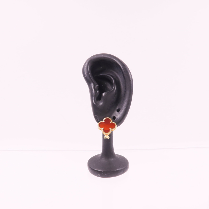 Van Cleef & Arpels 18K黃金Vintage Alhambra Earrings紅玉髓耳環-7