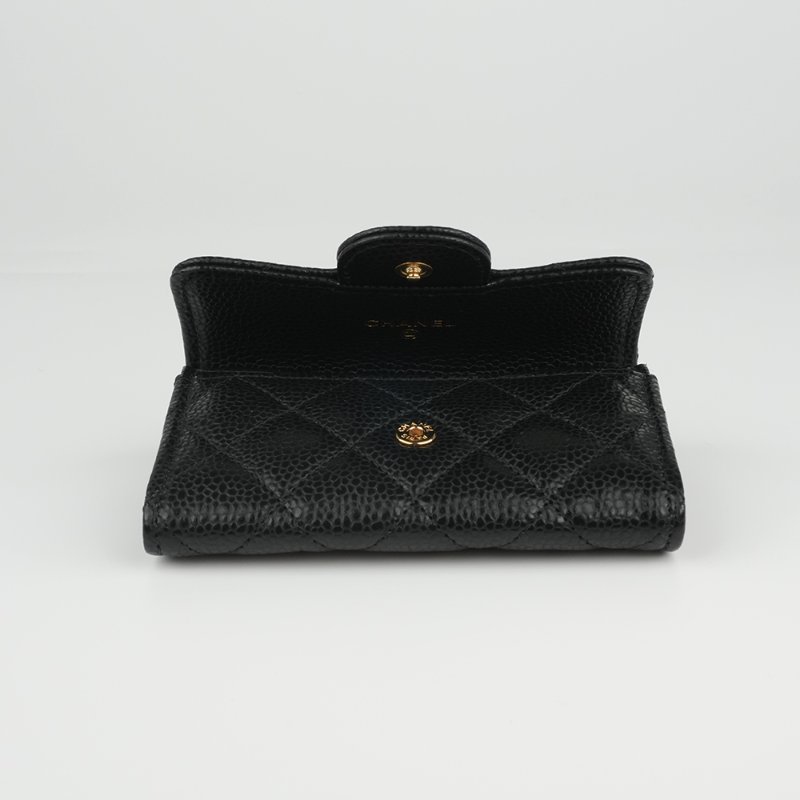 KESH 凱仕國際精品【經典入門、細節滿分】CHANEL Classic Card Holder 香奈兒經典翻蓋卡夾｜黑色魚子醬牛皮｜金扣-3