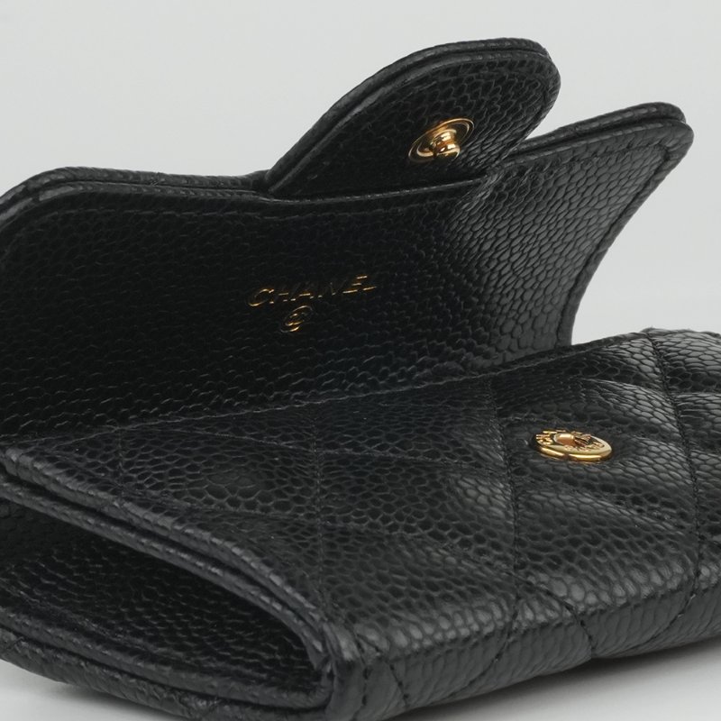 KESH 凱仕國際精品【經典入門、細節滿分】CHANEL Classic Card Holder 香奈兒經典翻蓋卡夾｜黑色魚子醬牛皮｜金扣-5