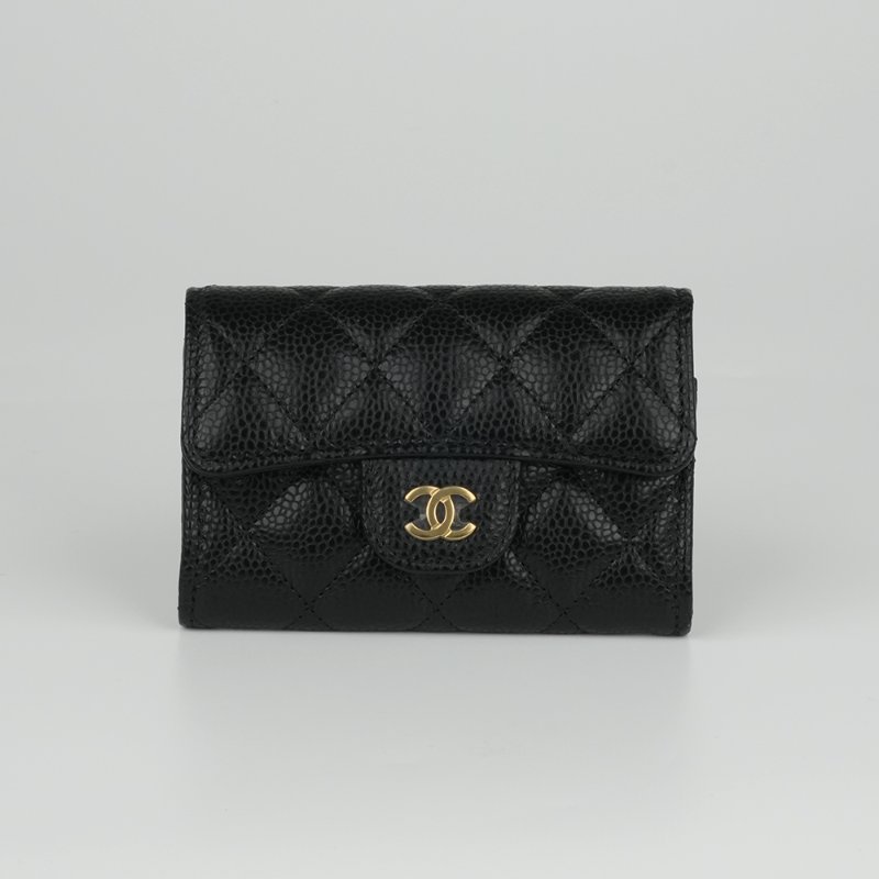 KESH 凱仕國際精品【經典入門、細節滿分】CHANEL Classic Card Holder 香奈兒經典翻蓋卡夾｜黑色魚子醬牛皮｜金扣-6