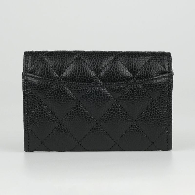 KESH 凱仕國際精品【經典入門、細節滿分】CHANEL Classic Card Holder 香奈兒經典翻蓋卡夾｜黑色魚子醬牛皮｜金扣-7