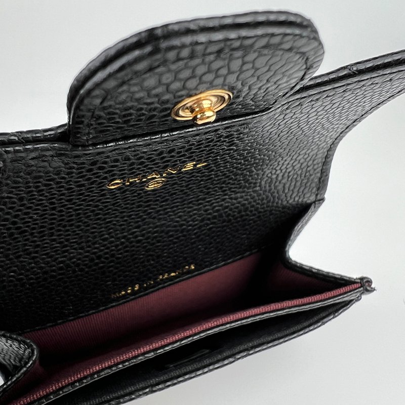 KESH 凱仕國際精品【經典入門、細節滿分】CHANEL Classic Card Holder 香奈兒經典翻蓋卡夾｜黑色魚子醬牛皮｜金扣-8
