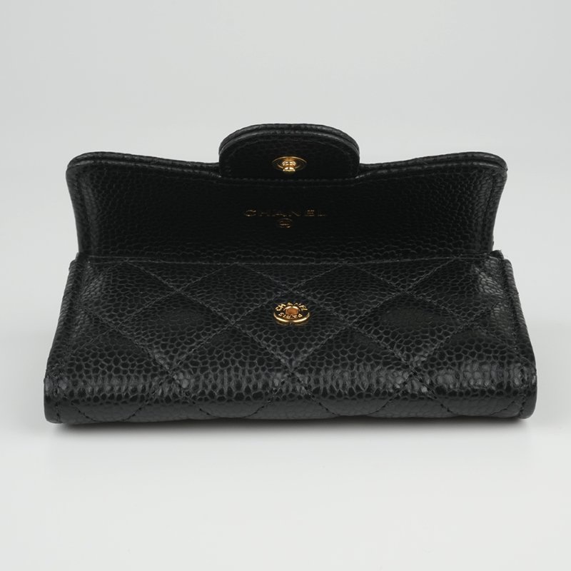KESH 凱仕國際精品【經典入門、細節滿分】CHANEL Classic Card Holder 香奈兒經典翻蓋卡夾｜黑色魚子醬牛皮｜金扣-10