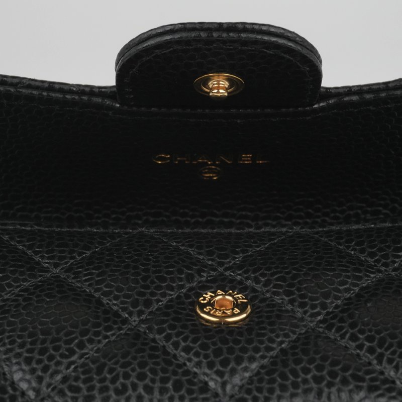 KESH 凱仕國際精品【經典入門、細節滿分】CHANEL Classic Card Holder 香奈兒經典翻蓋卡夾｜黑色魚子醬牛皮｜金扣-11