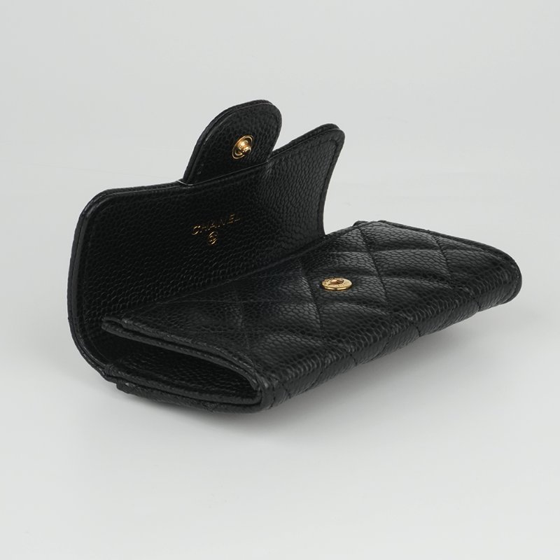 KESH 凱仕國際精品【經典入門、細節滿分】CHANEL Classic Card Holder 香奈兒經典翻蓋卡夾｜黑色魚子醬牛皮｜金扣-12