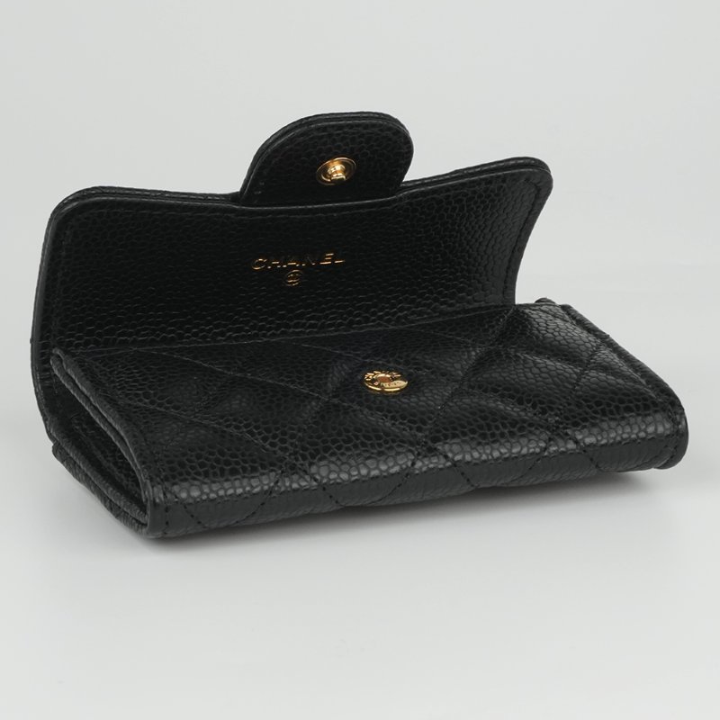 KESH 凱仕國際精品【經典入門、細節滿分】CHANEL Classic Card Holder 香奈兒經典翻蓋卡夾｜黑色魚子醬牛皮｜金扣-13