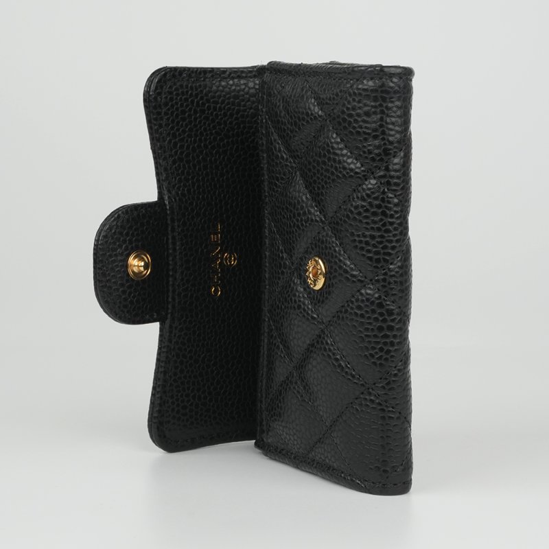 KESH 凱仕國際精品【經典入門、細節滿分】CHANEL Classic Card Holder 香奈兒經典翻蓋卡夾｜黑色魚子醬牛皮｜金扣-15