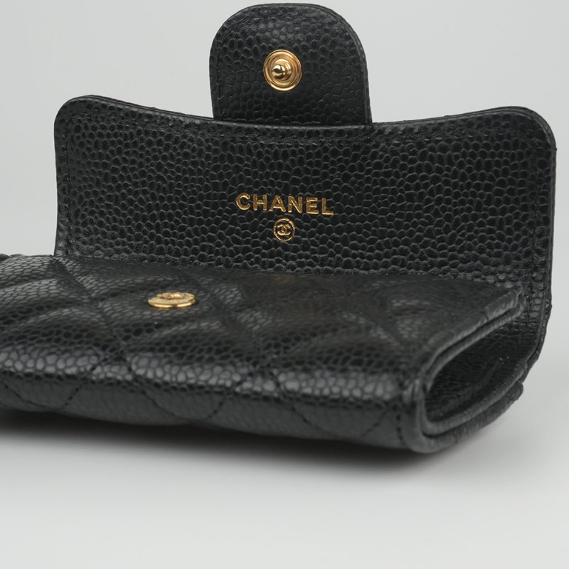 KESH 凱仕國際精品【經典入門、細節滿分】CHANEL Classic Card Holder 香奈兒經典翻蓋卡夾｜黑色魚子醬牛皮｜金扣-17