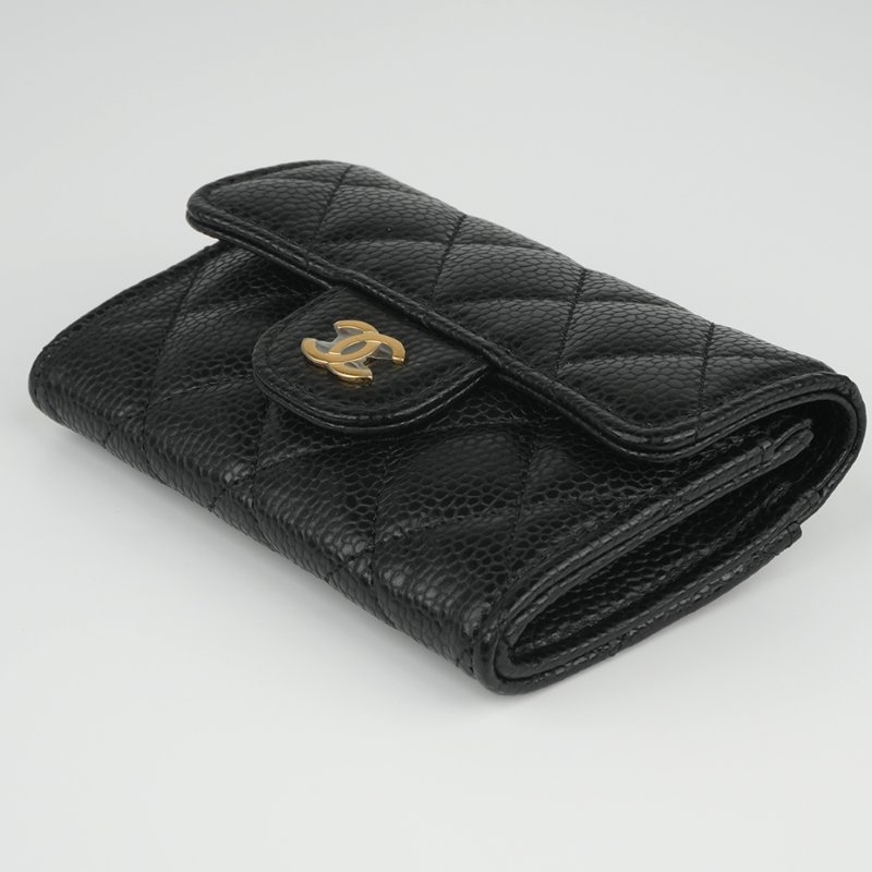 KESH 凱仕國際精品【經典入門、細節滿分】CHANEL Classic Card Holder 香奈兒經典翻蓋卡夾｜黑色魚子醬牛皮｜金扣-18