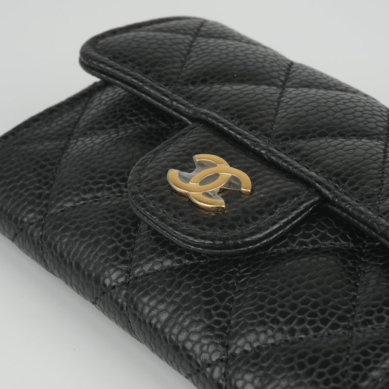 KESH 凱仕國際精品【經典入門、細節滿分】CHANEL Classic Card Holder 香奈兒經典翻蓋卡夾｜黑色魚子醬牛皮｜金扣-19
