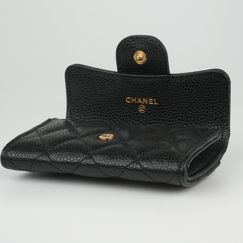 KESH 凱仕國際精品【經典入門、細節滿分】CHANEL Classic Card Holder 香奈兒經典翻蓋卡夾｜黑色魚子醬牛皮｜金扣-20