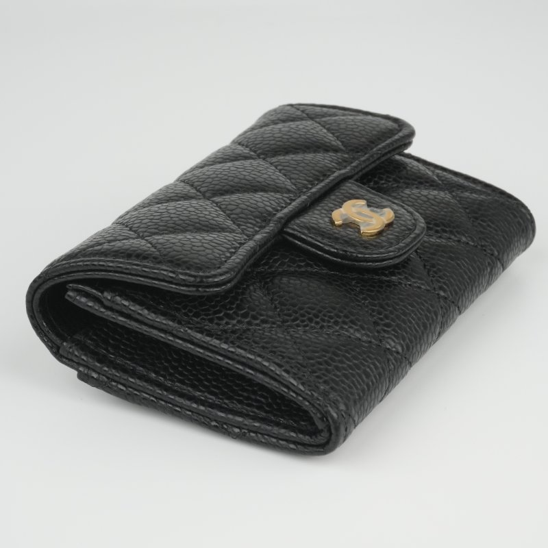 KESH 凱仕國際精品【經典入門、細節滿分】CHANEL Classic Card Holder 香奈兒經典翻蓋卡夾｜黑色魚子醬牛皮｜金扣-26