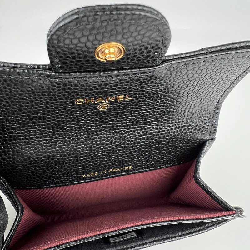 KESH 凱仕國際精品【經典入門、細節滿分】CHANEL Classic Card Holder 香奈兒經典翻蓋卡夾｜黑色魚子醬牛皮｜金扣-27