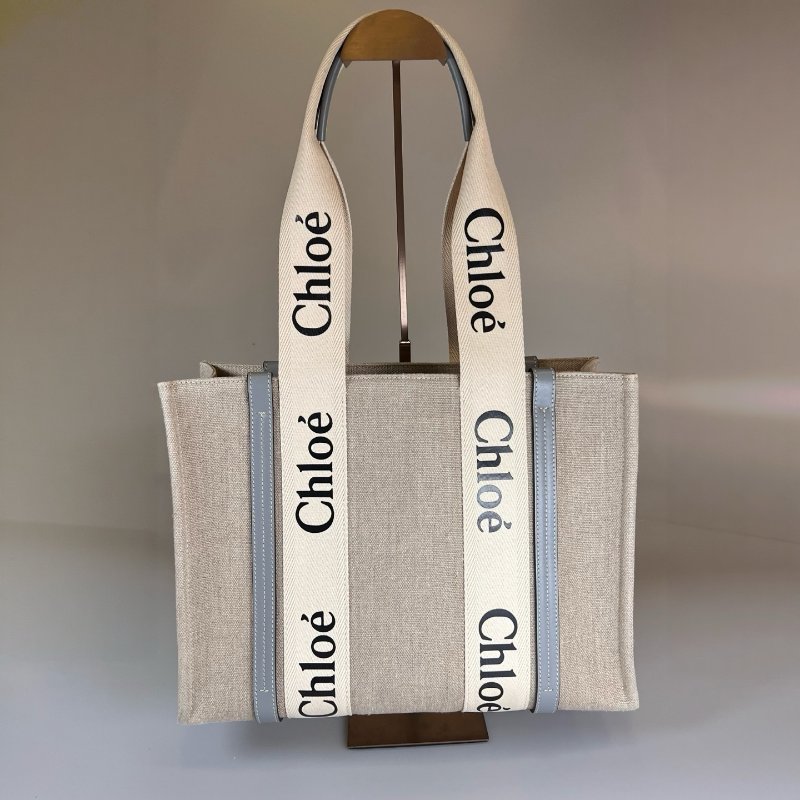 CHLOE 淺藍色 WOODY托特包 中號-0