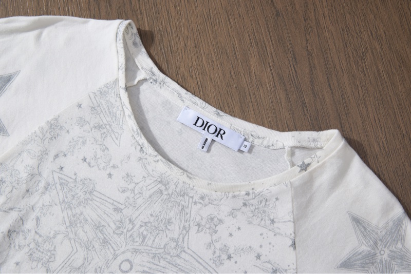 Dior 淺灰素描印花T恤-1