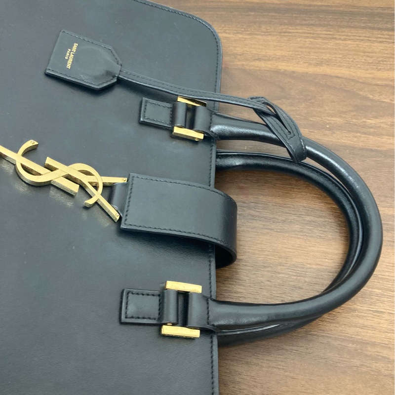 YSL Cabas 黑色手提肩背包-8