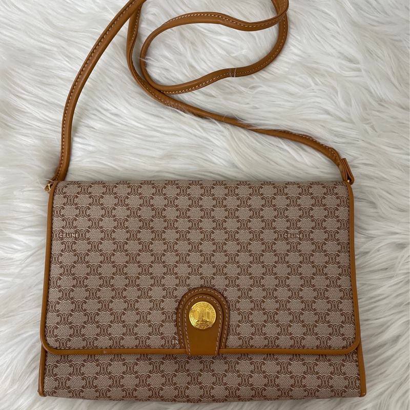 Celine 米色老花信封包-3