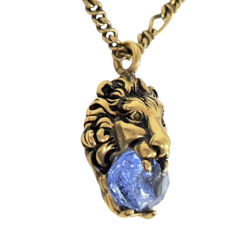 GUCCI 獅王 藍水晶 頸鏈-3