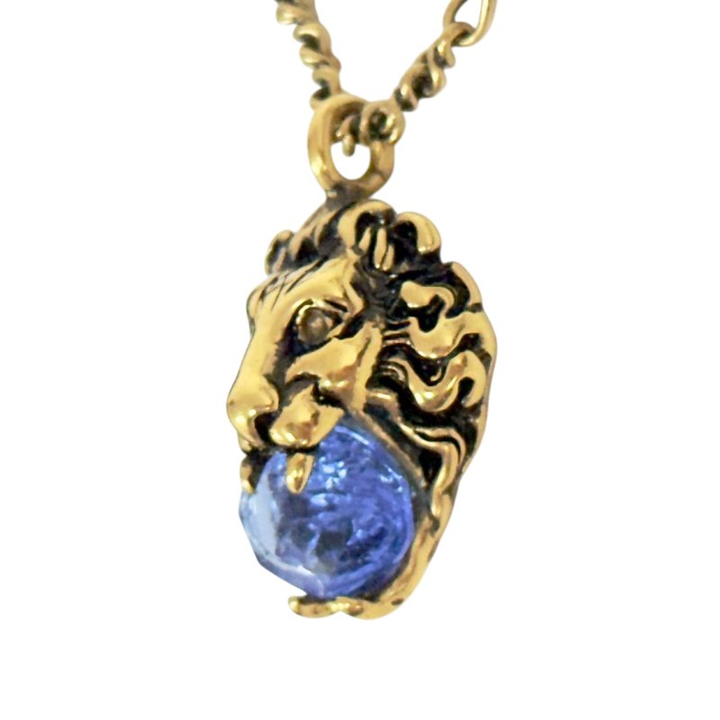 GUCCI 獅王 藍水晶 頸鏈-4