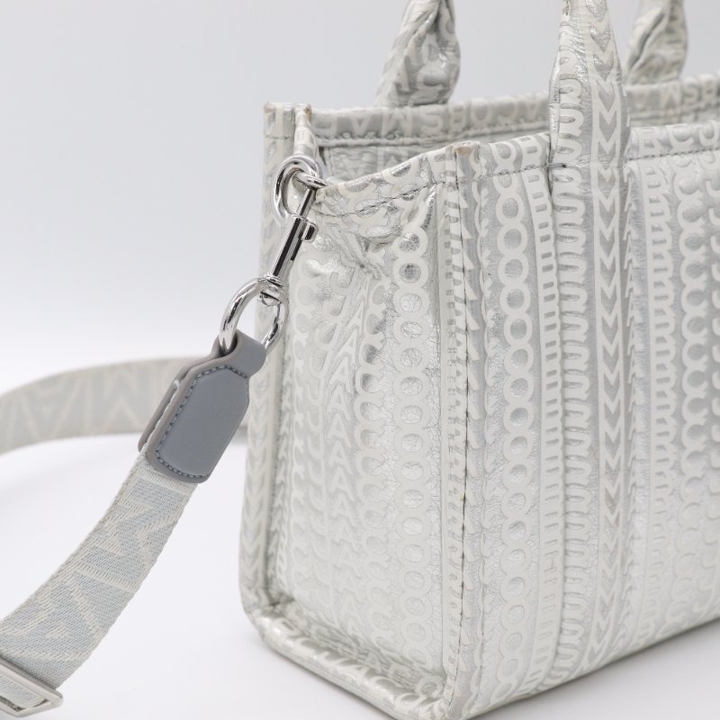 MARC JACOBS 馬克雅可布 The Mini Tote Bag 銀色 金屬光澤皮革 迷你托特包-3