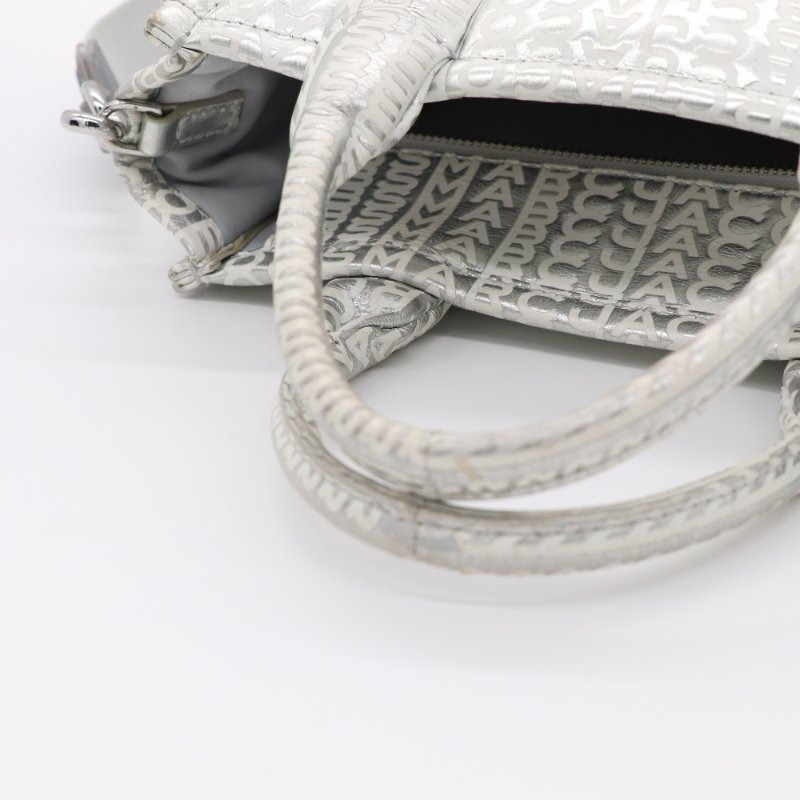 MARC JACOBS 馬克雅可布 The Mini Tote Bag 銀色 金屬光澤皮革 迷你托特包-4