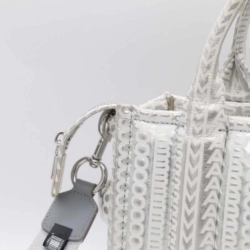 MARC JACOBS 馬克雅可布 The Mini Tote Bag 銀色 金屬光澤皮革 迷你托特包-5