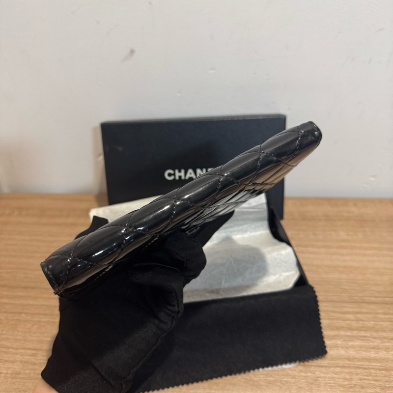 香奈兒/Chanel 黑色漆皮錢包 15開原盒有卡-2