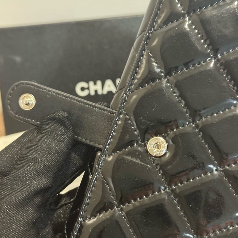 香奈兒/Chanel 黑色漆皮錢包 15開原盒有卡-5