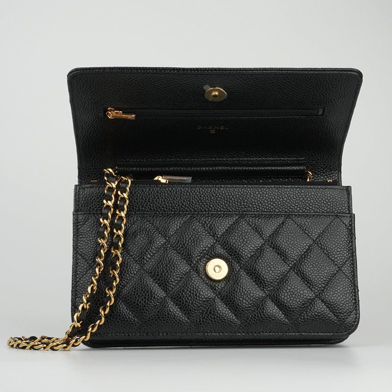 KESH 凱仕國際精品【極新、輕巧入門、經典不減】CHANEL Coco WOC 香奈兒黑金鏈條包 2024年晶片款-18