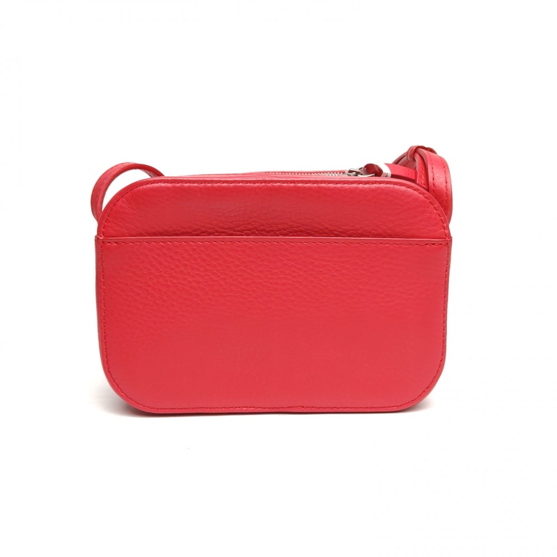 BALENCIAGA 紅色牛皮銀扣Logo字母印花相機包-2