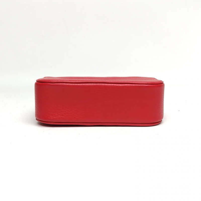 BALENCIAGA 紅色牛皮銀扣Logo字母印花相機包-3