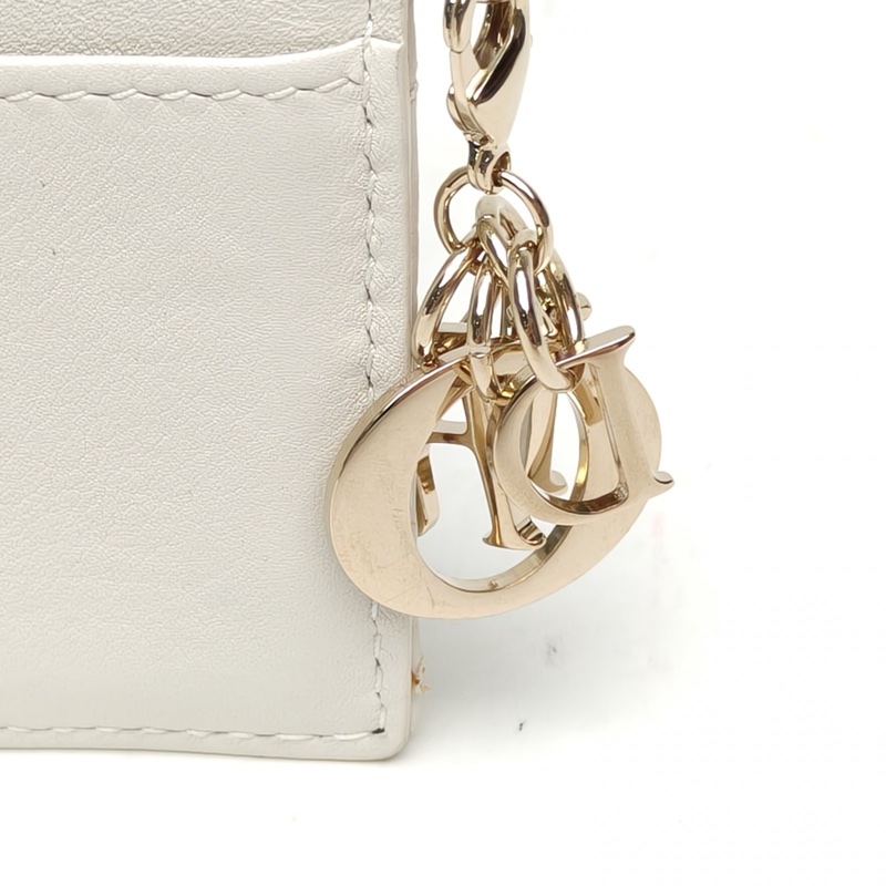 DIOR 拼色羊皮淺金扣2019愛心卡包情人節限定-3