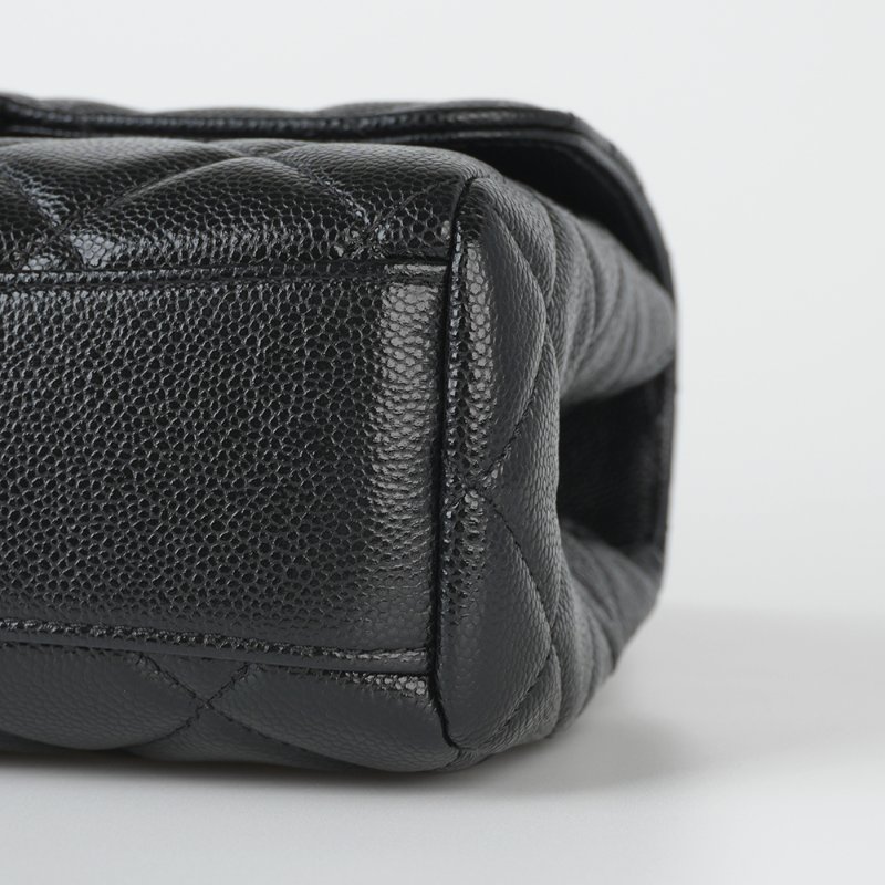 KESH 凱仕國際精品【雙鏈設計、20cm黃金尺寸】CHANEL 25P Double Chain Flap Bag 香奈兒魚子醬牛皮雙鏈帶口蓋包｜晶片款-9