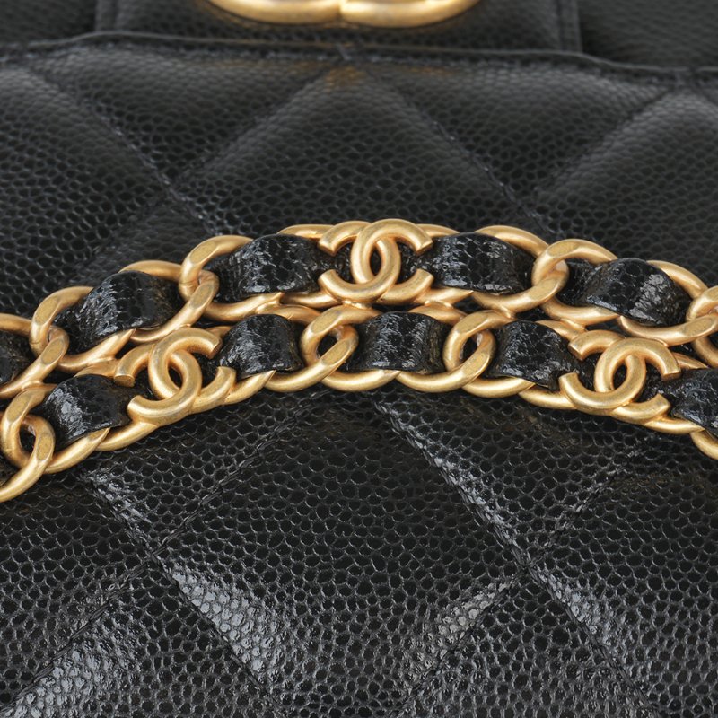 KESH 凱仕國際精品【雙鏈設計、20cm黃金尺寸】CHANEL 25P Double Chain Flap Bag 香奈兒魚子醬牛皮雙鏈帶口蓋包｜晶片款-14