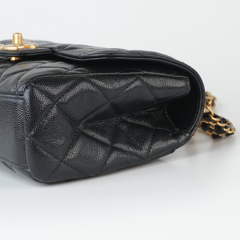 KESH 凱仕國際精品【雙鏈設計、20cm黃金尺寸】CHANEL 25P Double Chain Flap Bag 香奈兒魚子醬牛皮雙鏈帶口蓋包｜晶片款-17